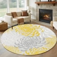 thumbnail image 1 of Yellow Grey Chrysanthemum Round Rugs 6ft, Farmhouse Botanical Floral Modern Non Slip Washable Rug Runner, Low Pile Indoor Floor Carpet Mat Bathroom Rugs for Living Room, Bedroom, Kids Room, 1 of 9