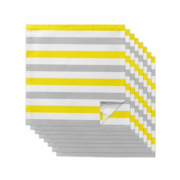 Yellow Grey Cloth Napkins Set of 8 Reusable Dinner Napkins, Farmhouse Watercolor Modern Geometric Cocktail Napkin Washable Table Napkins for Wedding/Holiday Party/Baby Shower 20"x20"