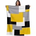 thumbnail image 1 of Yellow Grey Color Block Throw Blankets, Abstract Modern Geometric Soft Fleece Blanket Decorative for Home Sofa Couch Chair Living Bedroom, 60x80 inches, Black White, 1 of 8