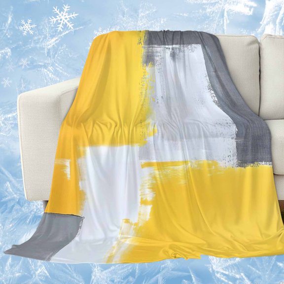 Yellow Grey Cooling Blanket,Lightweight Breathable Summer Throw Blanket with Double Sided Cold Effect,Abstract Street Graffiti Art Retro Painting Picnic Blankets Bed Sheet for Hot Sleepers 50"x60"