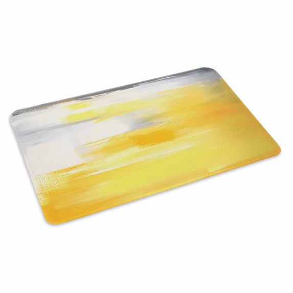 Yellow Grey Doormat Outdoor Entrance 16"x24", Abstract Modern Oil Painted Art Absorb Moisture Dirt Door Mats, Non-Slip Rubber Backing Floor Mats Indoor, Low-Profile Front Door Rugs