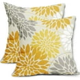 thumbnail image 1 of Yellow Grey Flower Pillow Covers 18x18 Inch Set of 2, Gray White Dahlia Colored Floral Line Pattern Decorative Throw Pillowcases Outdoor Farmhouse Cushion Covers Summer Holiday Sofa Couch Bed Decor, 1 of 6
