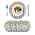 thumbnail image 1 of Yellow Grey Forest Round 15 Inch Placemats Set of 4, Grey Modern Art Oil Painting HeatResistant Non Slip Place Mats for Dining Table, Wipeable Braided Kitchen Table Mats for Housewarming, 1 of 9