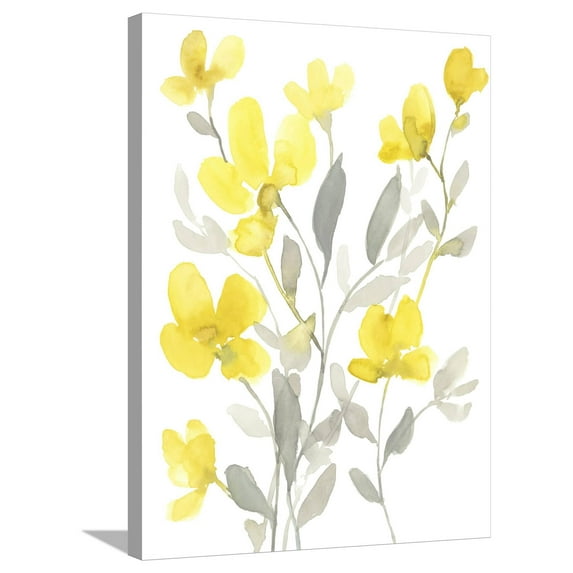 Art.com Yellow & Grey Garden I Stretched Canvas Print Wall Art by Jennifer Goldberger, 24" x 32"