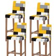 thumbnail image 1 of Yellow Grey Geometric Bar Stool Cover Set of 4, Modern Black White Abstract Art Stretch Bar Chair Cover, Removable Washable Pub Counter Stool Chair Slipcover for Kitchen Dining Room Pub Cafe, 1 of 9