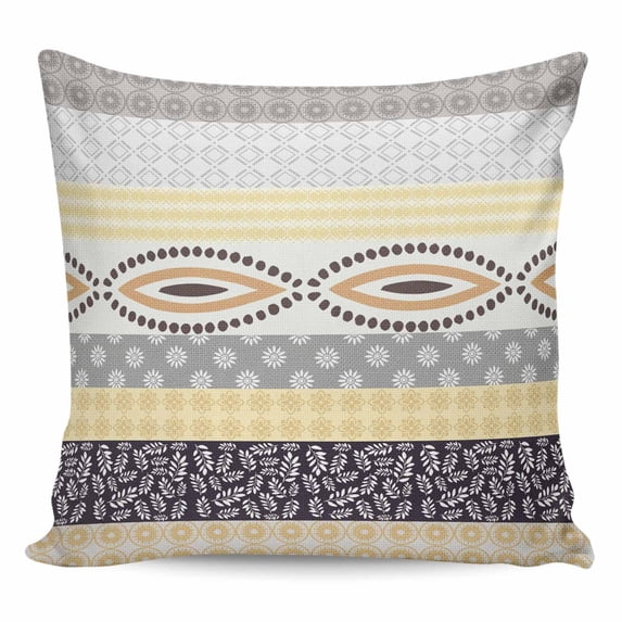 Yellow Grey Geometric Pillow Covers 20x20 Inch Decorative Throw Pillow Cover, Boho Vintage Country Flowers Leaves Sofa Pillowcases Accent Cushion Case Home Decor Bedroom Living Room
