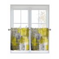 thumbnail image 1 of Yellow Grey Half Window Curtains 24 Inches Long, Abstract Art Oil Painting Modern Geometric Window Treatment Curtain Drapes, Short Curtains Tiers for Kitchen Over Sink, 27.5"x24", 2 Panels, 1 of 7