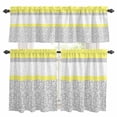 thumbnail image 1 of Yellow Grey Kitchen Curtains Sets for Windows 36 Inch Length, Chic Garden Floral Stripe Embroidery Design Rod Pocket Window Treatments Tier Curtains and Valances Set for Bedroom/Bathroom, 1 of 8