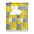 thumbnail image 1 of Yellow Grey Kitchen Curtains Swag Valance and Tier Curtains Set 36 Inch Length, Rustic Mottled Oil Painting Abstract Texture Rod Pocket Drape Panels Pair Swag Curtains for Bathroom/Cafe/Window, 1 of 6