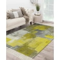 thumbnail image 1 of Yellow Grey Large Area Rug 4x6ft Woven Runner Rug,Modern Oil Painted Abstract Art Aesthetics Washable Living Room Bedroom Kitchen Bathroom Classroom Carpet with Tassels,Indoor Outdoor Throw Door Mat, 1 of 5