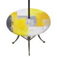 thumbnail image 1 of Yellow Grey Oil Painting Round Outdoor Tablecloth with Umbrella Hole Zipper, Abstract Modern Geometric Elastic Fitted Table Cover, Waterproof Table Cloth for Patio Picnic Party Fits 54"-60", 1 of 9
