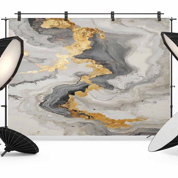 Yellow Grey Ombre Backdrop for Photography, Fabric Photo Background Backdrop, Modern Marble Ink Painting Photo Booth Background for Portrait Photoshoot Video Wedding Studio Decoration Banner 7x5ft