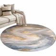 thumbnail image 1 of Yellow Grey Ombre Large Area Rugs for Bedroom Living Room, Soft Non Slip Carpet Bedside Rug, Modern Marble Ink Painting Abstract Round Floor Cover Kitchen Accent Rug 3.3' for Dining Room/Office, 1 of 9