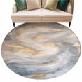thumbnail image 1 of Yellow Grey Ombre Large Area Rugs for Bedroom Living Room, Soft Non Slip Carpet Bedside Rug, Modern Marble Ink Painting Abstract Round Floor Cover Kitchen Accent Rug 5' for Dining Room/Office, 1 of 9