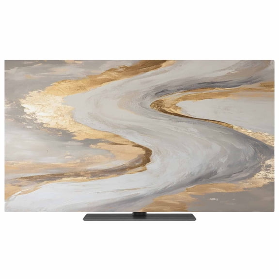 Yellow Grey Ombre TV Dust Cover,Stretchable TV Screen Desktop Computer Protector Cover,Modern Marble Ink Painting Art Television Dustproof Slipcover Indoor Outdoor for 19–24 Inch Flat or Curved TVs