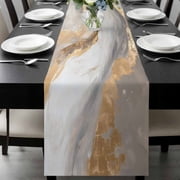 Yellow Grey Ombre Table Runner 36 Inches Long, Modern Marble Ink Painting Art Kitchen Coffee Dining Table Decoration for Home Party Birthday Wedding Home Decor 13x36 Inches