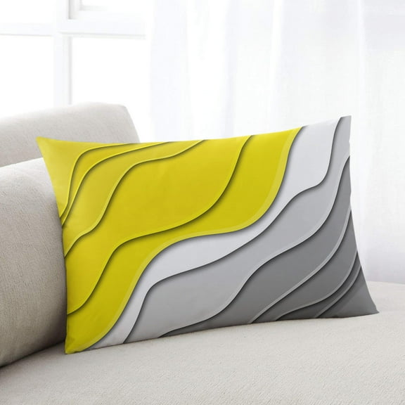 Yellow Grey Ombre Throw Pillow Covers, Modern Geometric Abstract Aesthetics Cream Soft Breathable Pillow Cases with Zipper for Sleeping, Standard Pillowcases for Couch Bed Sofa Chair 20x26 Inches