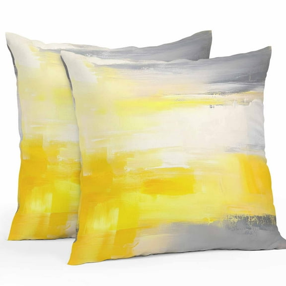 Yellow Grey Outdoor Pillow Covers Pack of 2 Abstract Art Mottled Oil Painted Contemporary Waterproof Throw Pillow Covers Decorative Cushion Cases for Patio Garden Tent Balcony Couch 20x20 inch