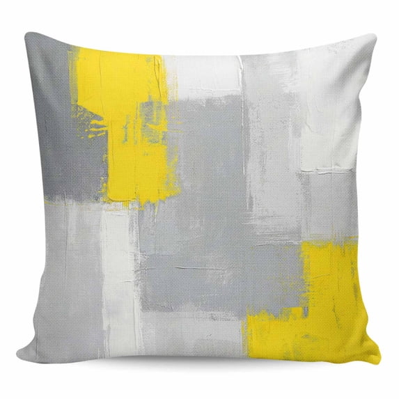 Yellow Grey Pillow Covers 18x18 Inch Decorative Throw Pillow Cover, Abstract Geometric Oil Painting Vintage Gradient Sofa Pillowcases Accent Cushion Case Home Decor Bedroom Living Room