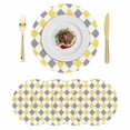 thumbnail image 1 of Yellow Grey Plaid Round 13 Inch Placemats Set of 4, Modern Geometric Minimalist Checkered HeatResistant Non Slip Place Mats for Dining Table, Wipeable Braided Kitchen Table Mats for Housewarming, 1 of 9