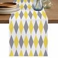 thumbnail image 1 of Yellow Grey Plaid Table Runner 108 Inches, Modern Geometric Minimalist Checkered Bed Runner Dresser Scarves Tabletop for Indoor Outdoor Parties/Ceremony/Banquet, 13"x 108", 1 of 9