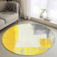 thumbnail image 1 of Yellow Grey Round Area Rug 3.3 FT, Non Slip Small Entryway Kitchen Mat, Abstract Oil Painted Geometric Modern Washable Soft Circular Rug Non-Shedding Door Mat for Bathroom Playroom Kids Room, 1 of 9