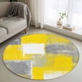 thumbnail image 1 of Yellow Grey Round Area Rug 3.3 FT, Non Slip Small Entryway Kitchen Mat, Rustic Mottled Oil Painting Abstract Texture Washable Soft Circular Rug Non-Shedding Door Mat for Bathroom Playroom Kids Room, 1 of 9