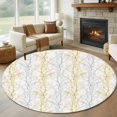 thumbnail image 1 of Yellow Grey Round Area Rug 5 FT, Non Slip Bedroom Area Rug, Pastoral Botanical Branch Aesthetics Washable Soft Circular Carpet Non-Shedding Floor Mat for Kitchen Dining Room Foyer Balcony Dorm, 1 of 9