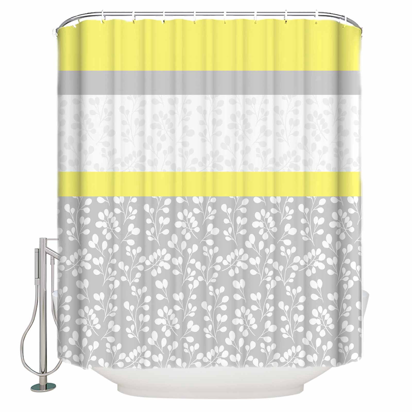 Yellow Grey Shower Curtains for Bathroom Waterproof Fabric Bath ...