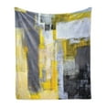 thumbnail image 1 of Yellow and Grey Soft Flannel Fleece Blanket, Abstract Art Painting Design Modern Composition Brush Marks Pattern, Cozy Plush for Indoor and Outdoor Use, 70" x 90", Yellow Grey White, by Ambesonne, 1 of 5