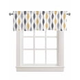 thumbnail image 1 of Yellow Grey Stripe Linen Curtain Valance for Bedroom/Bathroom/Kitchen/Living/Dining Room Window,Contemporary White Geometric Boho Bohemia Pocket Topper Drapes Decorative Cafe Drapery Panel 60"x18", 1 of 6