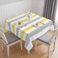 thumbnail image 1 of Yellow Grey Stripe Table Cloth Waterproof Tablecloths, Modern Farmhouse Vertical Striped Tablecloth Dining Table Cover for Kitchen Party Tabletop Outdoor, Square Tablecloth 60x60 Inch, 1 of 9