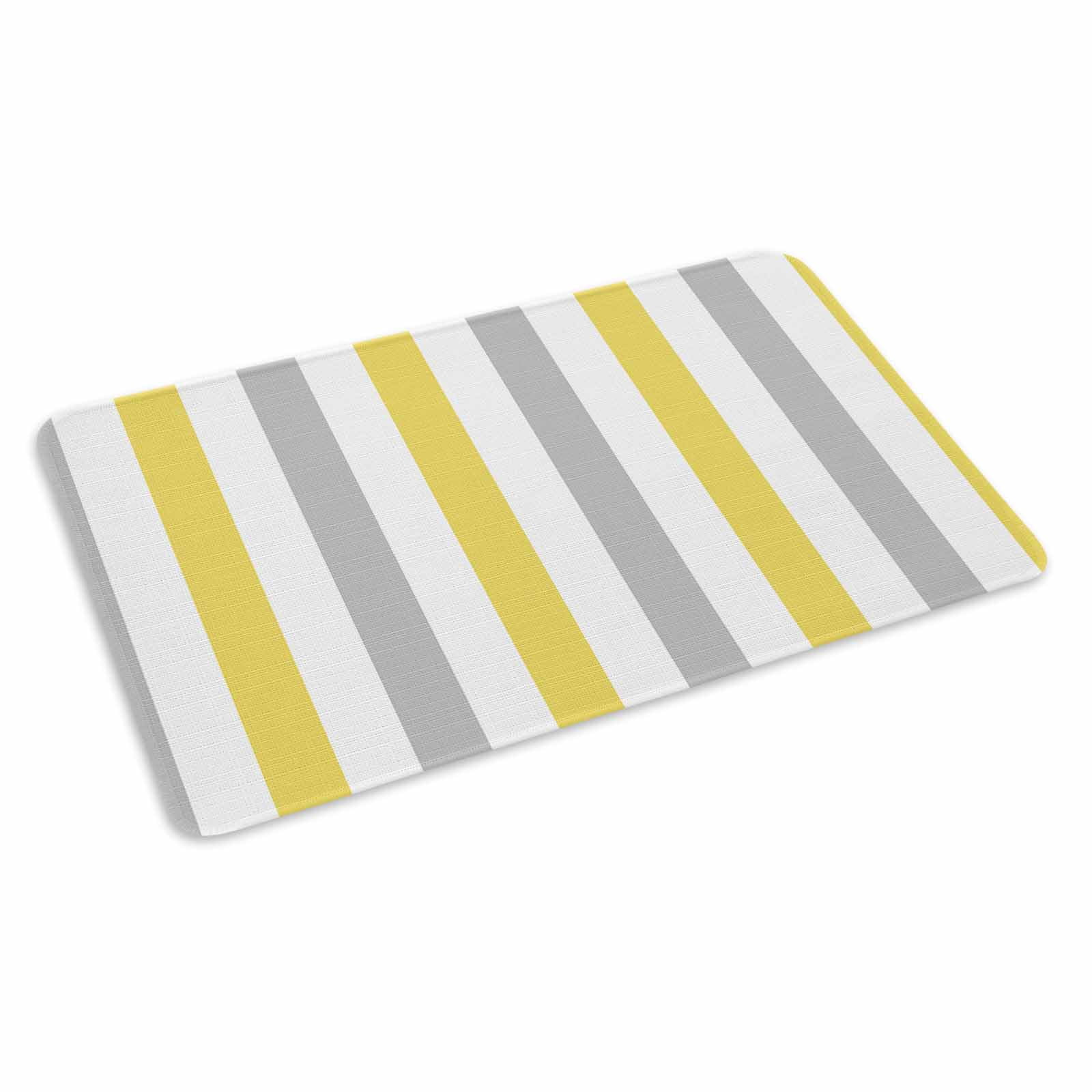 Yellow Grey Striped Doormat Outdoor Entrance 18"x30", Geometric Vertical Stripes White Absorb Moisture Dirt Door Mats, Non-Slip Rubber Backing Floor Mats Indoor, Low-Profile Front Door Rugs