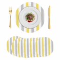thumbnail image 1 of Yellow Grey Striped Round 15 Inch Placemats Set of 6, Geometric Vertical Stripes White HeatResistant Non Slip Place Mats for Dining Table, Wipeable Braided Kitchen Table Mats for Housewarming, 1 of 9
