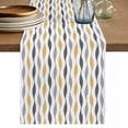 thumbnail image 1 of Yellow Grey Striped Table Runner 90 Inches, Modern Abstract Geometric Stripes Bed Runner Dresser Scarves Tabletop for Indoor Outdoor Parties/Ceremony/Banquet, 13" x 90", 1 of 9