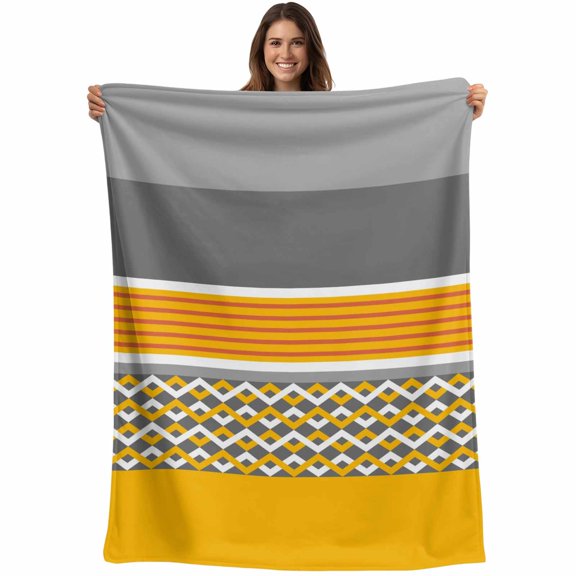 Yellow Grey Stripes Blanket Soft Cozy Warm Throw Blanket for Couch, Plush Fuzzy Flannel Fleece Blankets for Sofa, Abstract Lines Geometric Modern Art Bed Blankets Lightweight Gifts for Women, 30"x40"