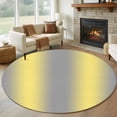 thumbnail image 1 of Yellow Grey Stripes Large Round Rug 8 FT, Non Slip Living Room Area Carpet, Modern Minimalist Solid Gradient Washable Soft Circle Rug Non-Shedding Floor Carpet for Bedroom Office Dining Room, 1 of 9