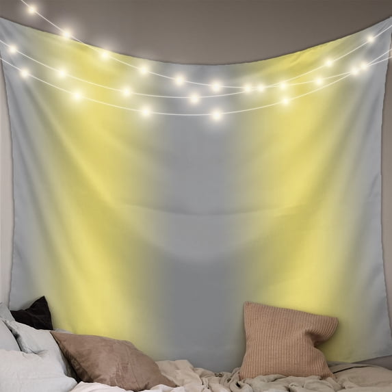Yellow Grey Stripes Tapestry for Bedroom Wall Hanging Tapestry, Modern Minimalist Solid Gradient Ceiling Backdrop Tapestries Poster Blanket Wall Decor for Teens Room Living Room Dorm 55" x 73"