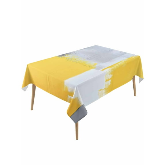 Yellow Grey Table Cloth, Abstract Street Graffiti Art Retro Painting Waterproof Tablecloth for Rectangle Tables, Reusable Washable Fabric Table Cover for Restaurant Kitchen Dining Tables 60"x120"