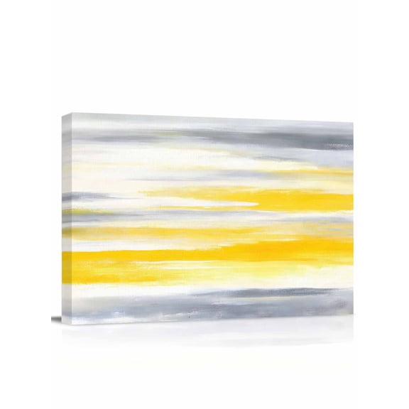 Yellow Grey Wall Art for Living Room,Canvas Picture Wall Decor for Bathroom Bedroom,Vintage Farmhouse Abstract Oil Painting Painting Artwork for Office Kitchen Hallway Dining Room Home Decor 12"x16"