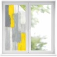 thumbnail image 1 of Yellow Grey Window Privacy Film, Abstract Geometric Oil Painting Vintage Gradient Static Cling UV Sun Blocking Heat Control Window Tint Day and Night, Non-Adhesive One Way Privacy Cover 19.6''x39.3'', 1 of 7