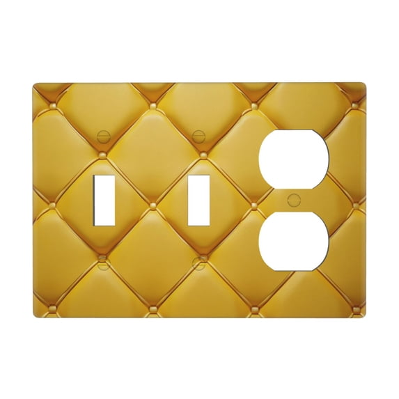 Yellow Grid Pattern 3 Gang Toggle Light Switch Cover Decorative Switch Plates and Outlet Covers Wall Plates for Electrical Kitchen Home Office Art Decor