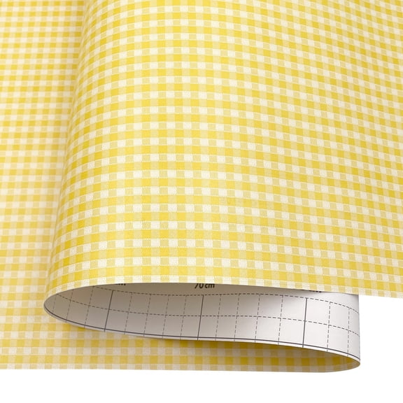 Yellow Grid Shelf Drawer Covering Furniture Liner 29.7 Feet Long Peel Stick Wallpaper L-354.3x17.7 Inch