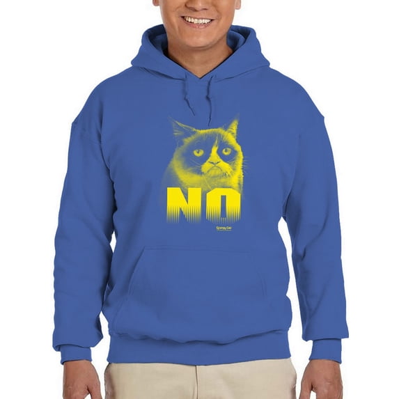 Yellow Grumpy Cat Hoodie Men -T-Line Designs, Male Large