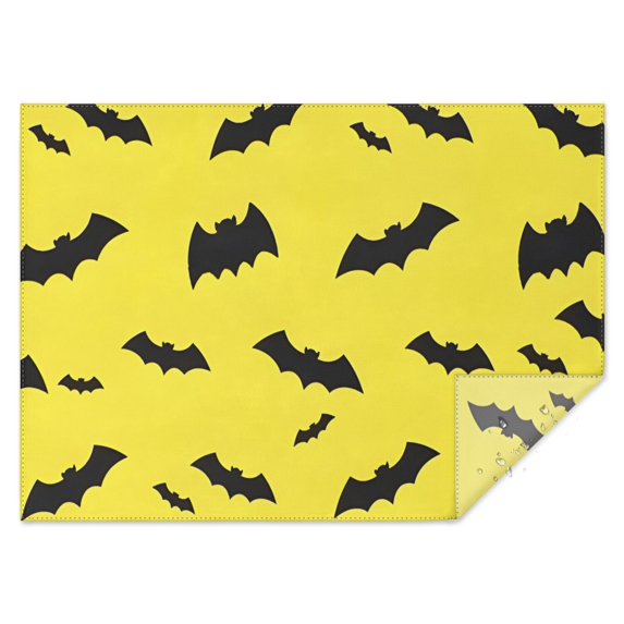 Yellow Halloween Bats Rectangle Tablecloth 60"x84",Waterproof Polyester Rectangle Table Cloth, Wipeable Spillproof Polyester Tablecloth for Dining, Camping, Indoor and Outdoor
