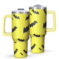 thumbnail image 1 of Yellow Halloween Bats Tumbler with Handle and Lid,40oz Double Wall Vacuum Insulated Tumbler,Cups Gift for Women and Men, 1 of 7