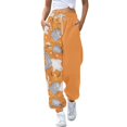 thumbnail image 1 of Yellow Halloween Pajama Pants for Women Stretch Drawstring Lounge Pants, Soft Casual Wide Leg Pjs Sleep Bottoms 2XL, 1 of 6