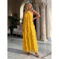 thumbnail image 1 of Yellow Halter Maxi Dress With Ruffle Layers Sleeveless Backless Summer Fashion Dress, 1 of 8