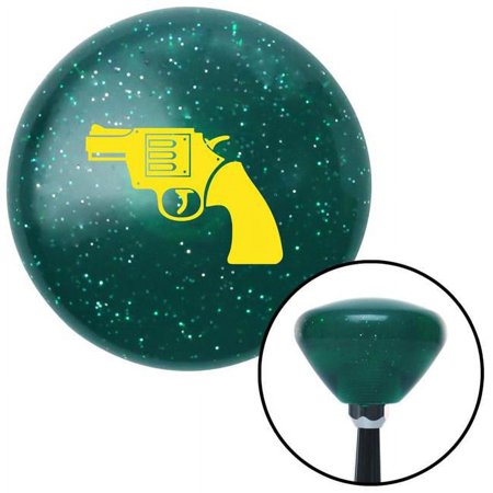Yellow Hand Gun Green Retro Metal Flake Shift Knob with M16 x 1.5 Insert Shifter Brody