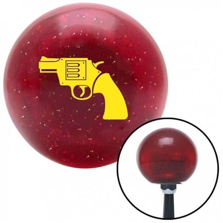 Yellow Hand Gun Red Metal Flake Shift Knob with M16 x 1.5 Insert Shifter Auto Brody